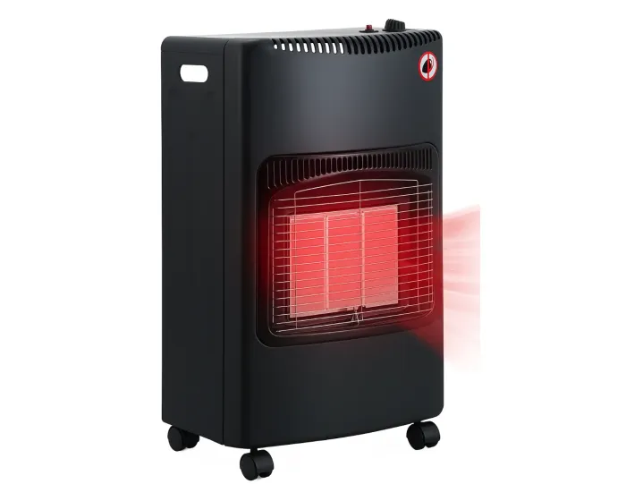 Stufa a Gas GPL 4,2 kW con 3 Livelli Pannelli Infrarossi Accensione Piezoelettrica CE Sicurezza ODS e Anti-Ribaltamento Ruote per Trasporto Adatta Interni fino 60m&sup3;