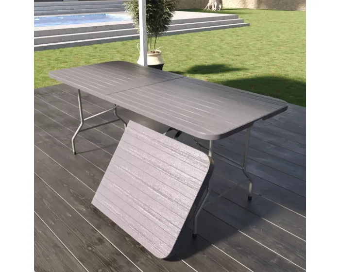 Tavolo Tavolino Pieghevole In Dura Resina Set Birreria Facile Trasporto Con Maniglie Ideale Per Giardino Campeggio Terrazzo Fiere Sagre 180 x 74 x 74 cm